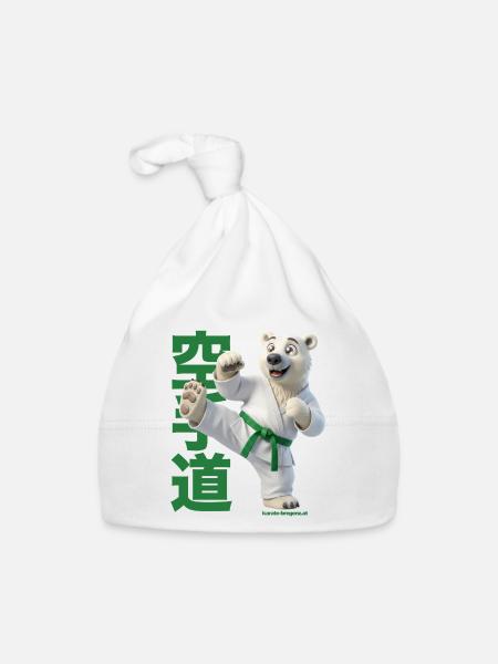 Karate Eisbär - Baby Bio-Mütze - Weiß - Vorne