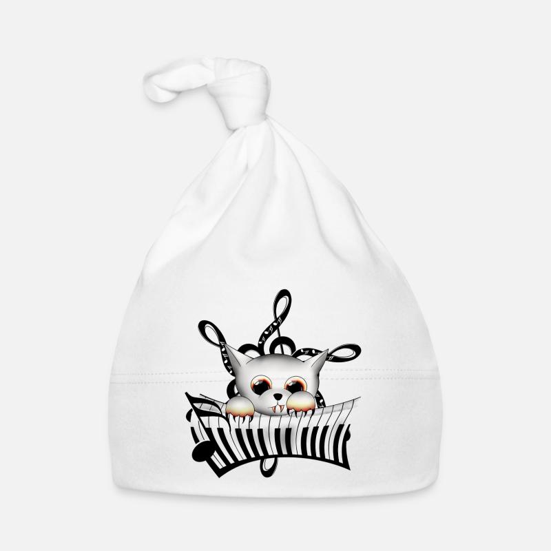Musique de chat - Bonnet bio Bébé - blanc