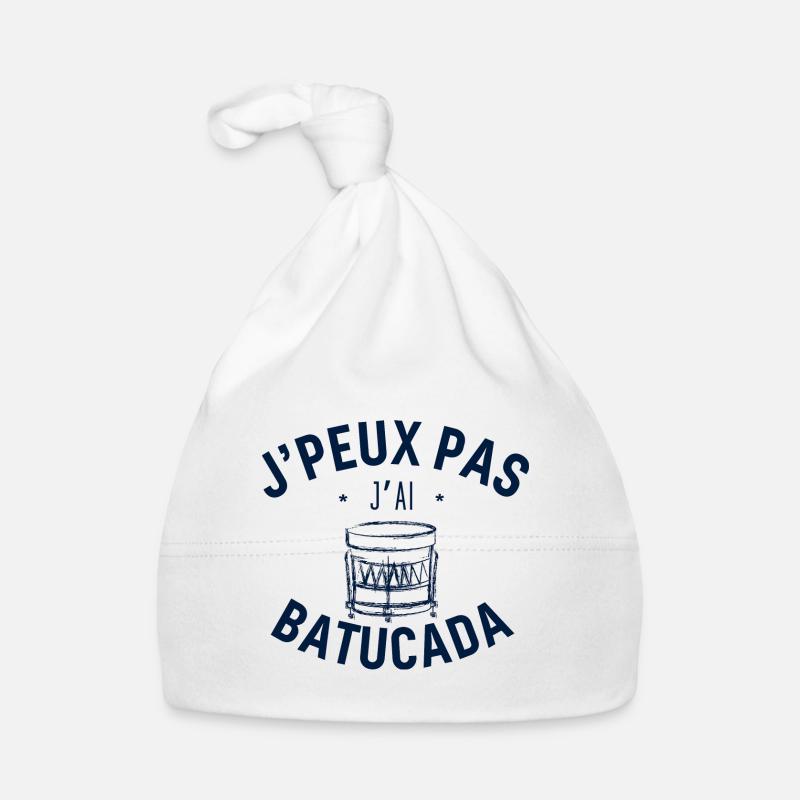 J peux pas j ai Batucada Bleu - Bonnet bio Bébé - blanc