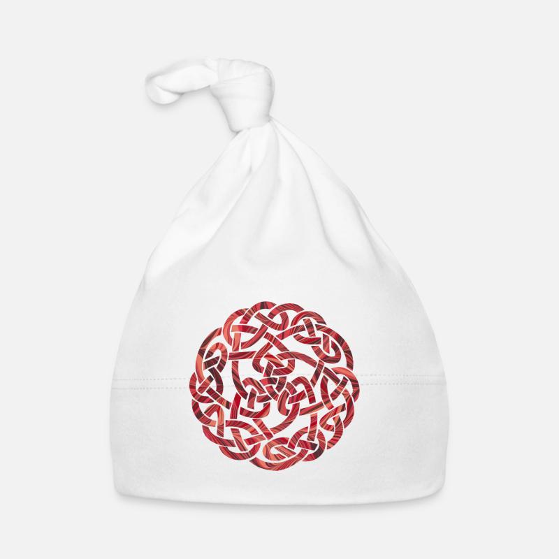 noeud celtique 5 e 18 - Bonnet bio Bébé - blanc