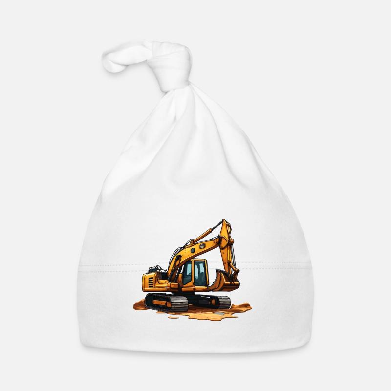 Pelle / chantier / machine / creuser / pelle - Bonnet bio Bébé - blanc