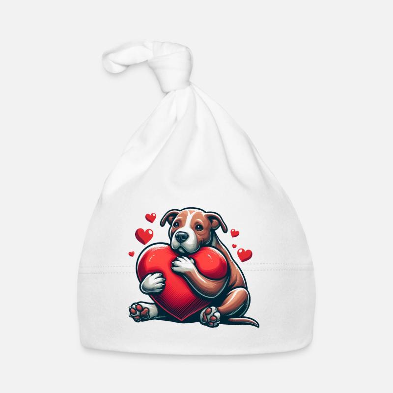 Cadeaux de Saint-Valentin Pitbull - Bonnet bio Bébé - blanc