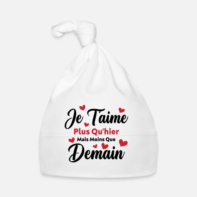 Je t’aime plus qu’hier mais moins que demain Bonnet bio Bébé