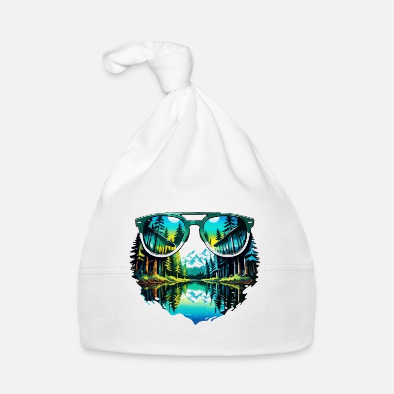 Sonnenbrille / Reflektion / Wald / Spiegelung Baby Bio-Mütze