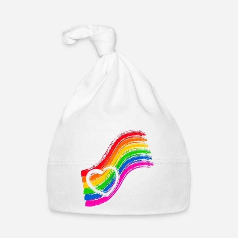 Regenbogen Pride Herz Baby Bio-Mütze