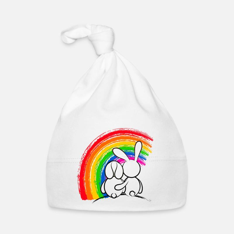 Lapins devant la Pride Arc-en-ciel Bonnet bio Bébé