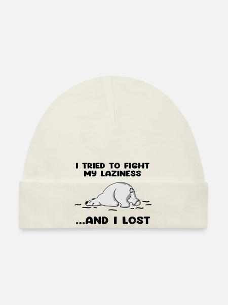 I Tried To Fight My Laziness And I Lost - Organic Baby Cap - white - Front