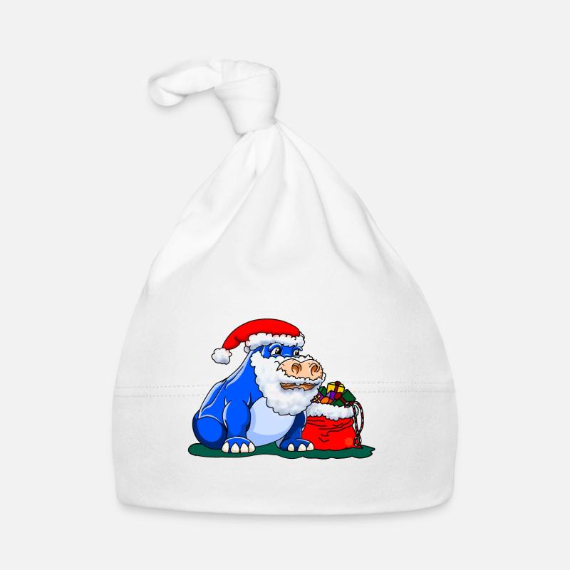 Weihnachtsmann Nilpferd - Baby Bio-Mütze - Weiß