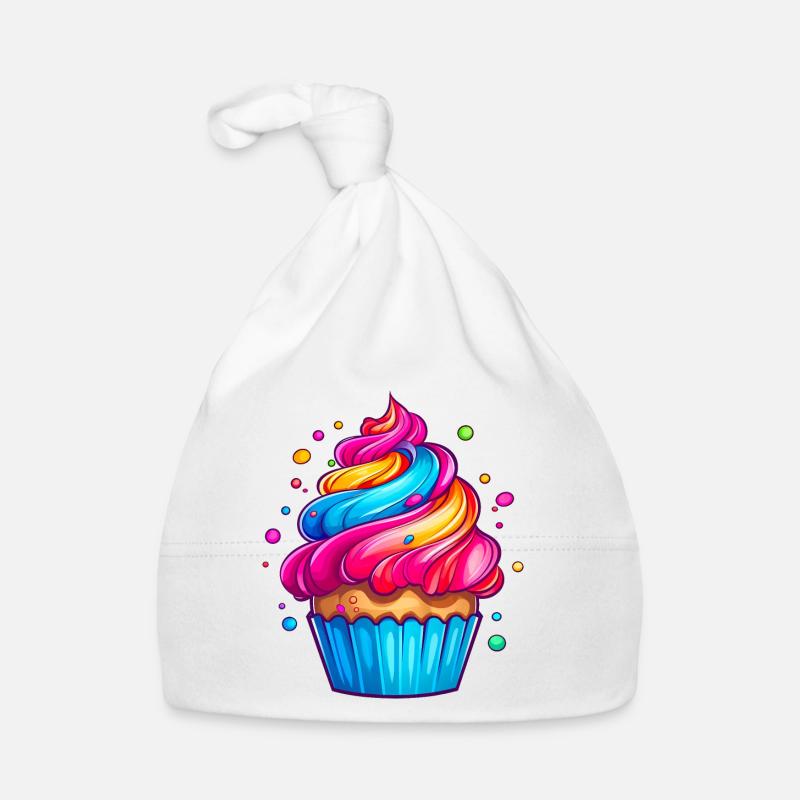 fluffy rainbow cupcake Organic Baby Cap