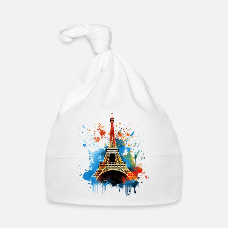 Paris Eiffelturm Frankreich Stadt Skyline Kunst Baby Bio-Mütze