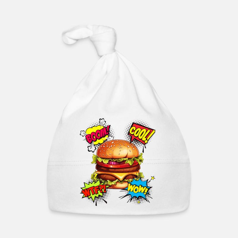 Burger Pop Art Hamburger Cheeseburger Restauration rapide Bonnet bio Bébé