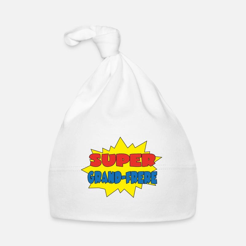 SUPER GRAND FRERE - Bonnet bio Bébé - blanc