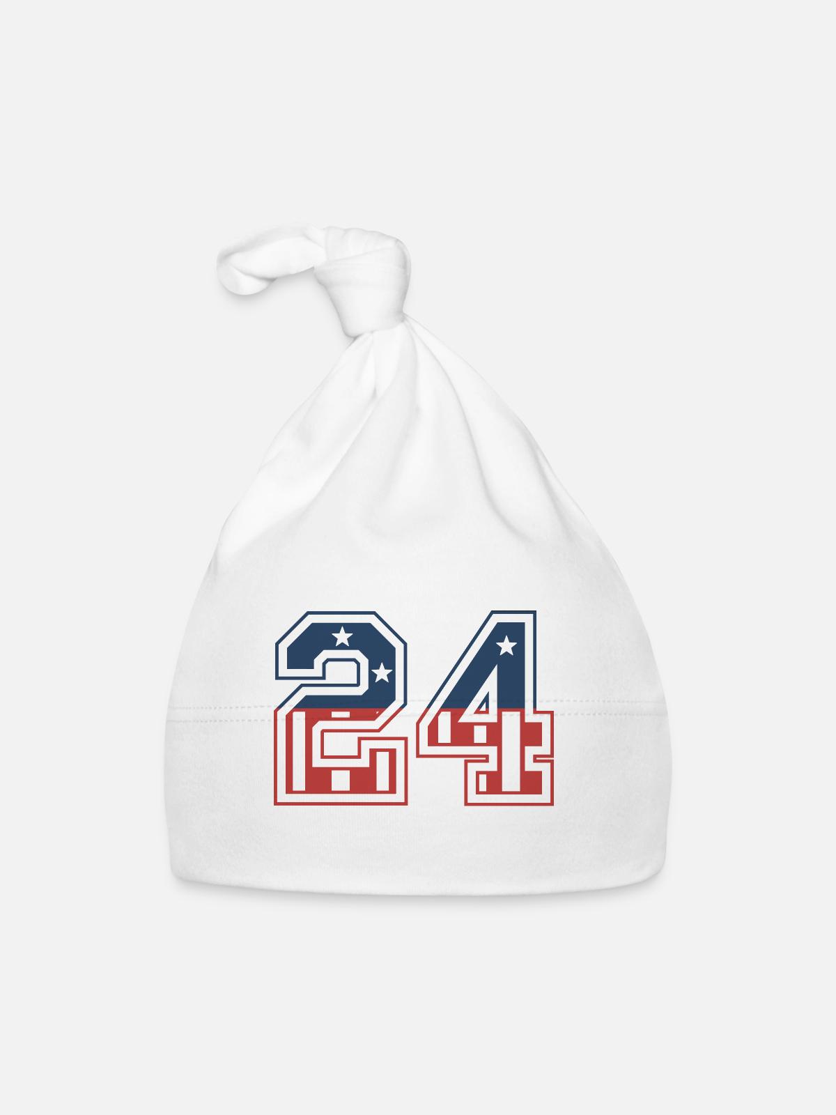 Numéro 24 États-Unis - Bonnet bio Bébé - blanc - Devant