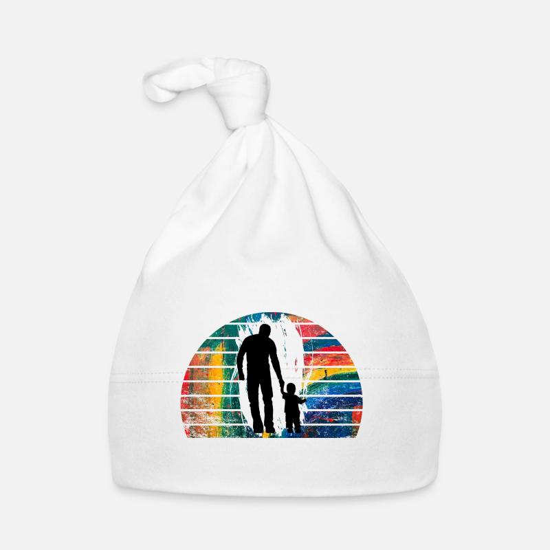 Père et fille - Bonnet bio Bébé - blanc