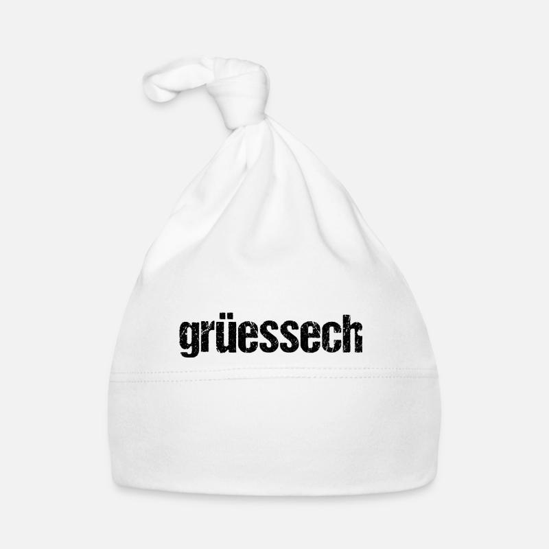 Grüessech Grüezi Schweiz Schweizerdeutsch Geschenk Baby Bio-Mütze