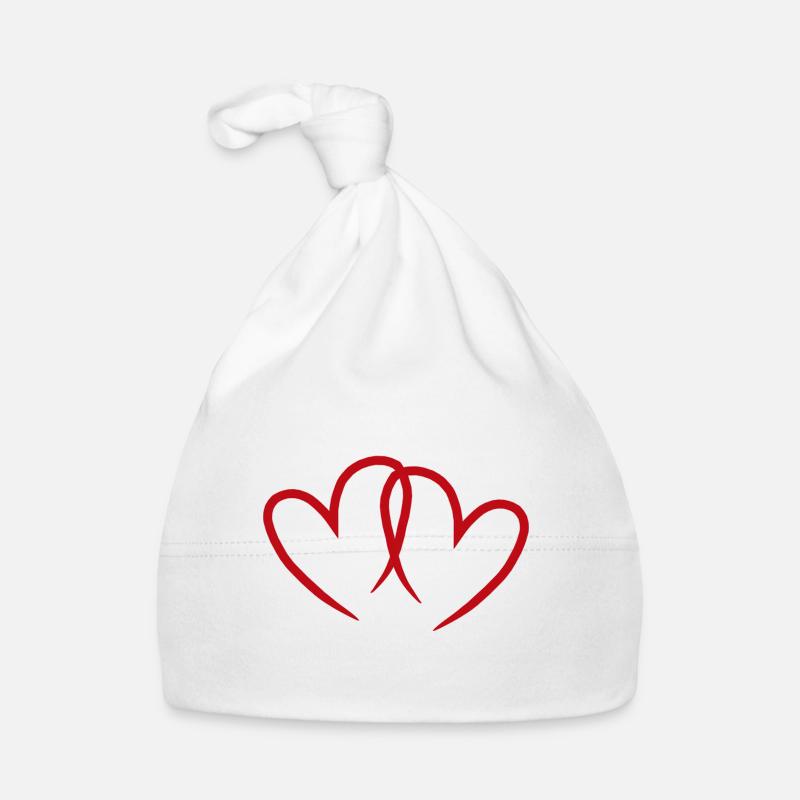 Red, open hearts. Organic Baby Cap
