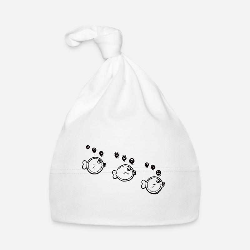 Three funny schooling fish in formation Organic Baby Cap