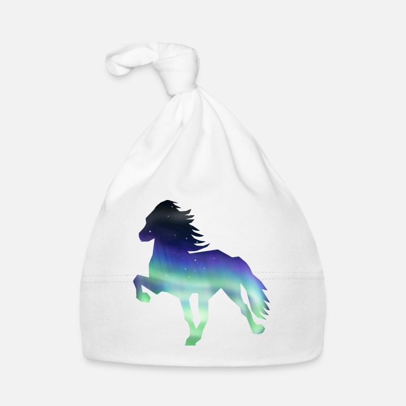 Cheval d’Islande Aurora borealis1 - Bonnet bio Bébé - blanc