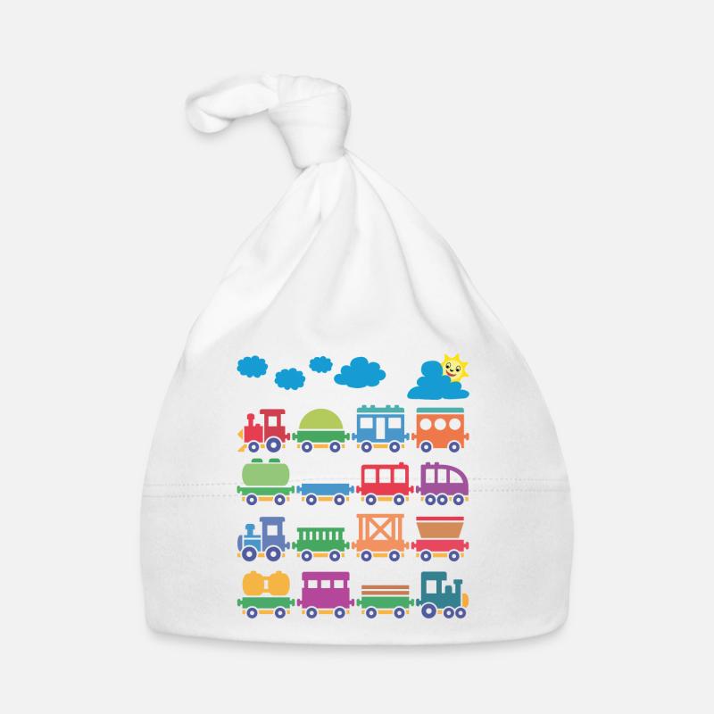 bunte lokomotiven bunte eisenbahnen Baby Bio-Mütze
