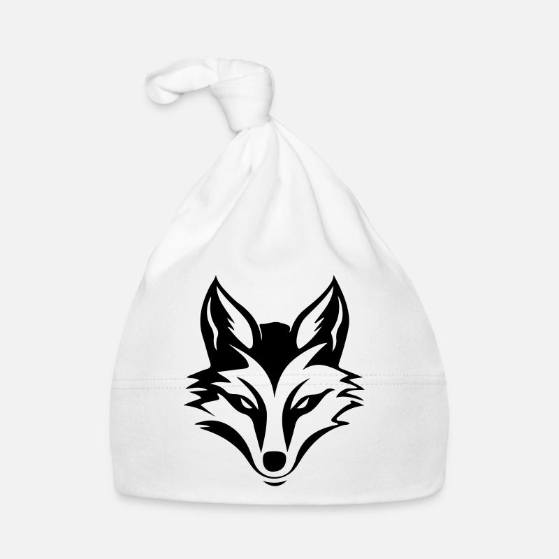 Fuchs Kopf Silhouette - Baby Bio-Mütze - Weiß