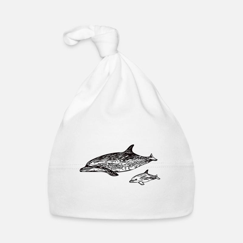 Dolphins Swimming - Baby Dolphin Design Organic Baby Cap