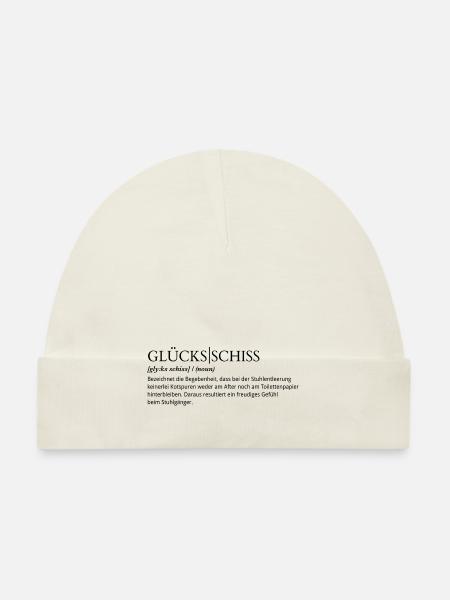 Glücksschiss Definition schwarz - Baby Bio-Mütze - Weiß - Vorne