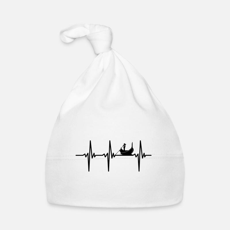 Battement de cœur pour les gondoliers avec gondole - Bonnet bio Bébé - blanc