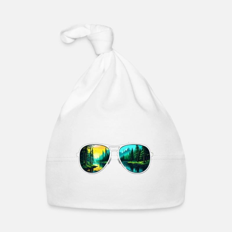 Sonnenbrille / Reflektion / Wald / Spiegelung Baby Bio-Mütze