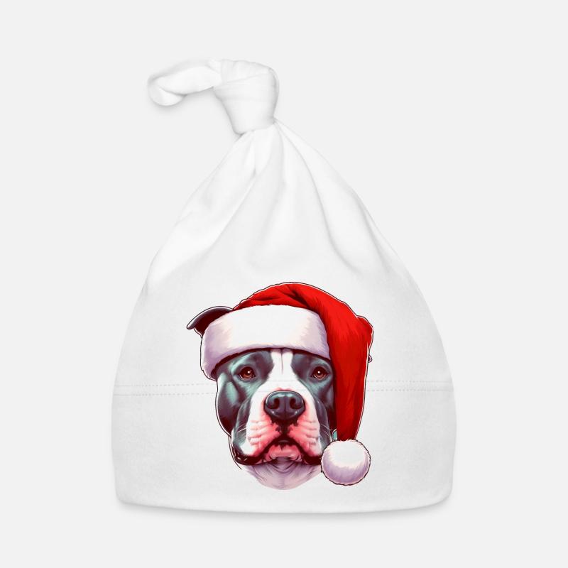 Cadeaux Pitbull pour Noël - Bonnet bio Bébé - blanc