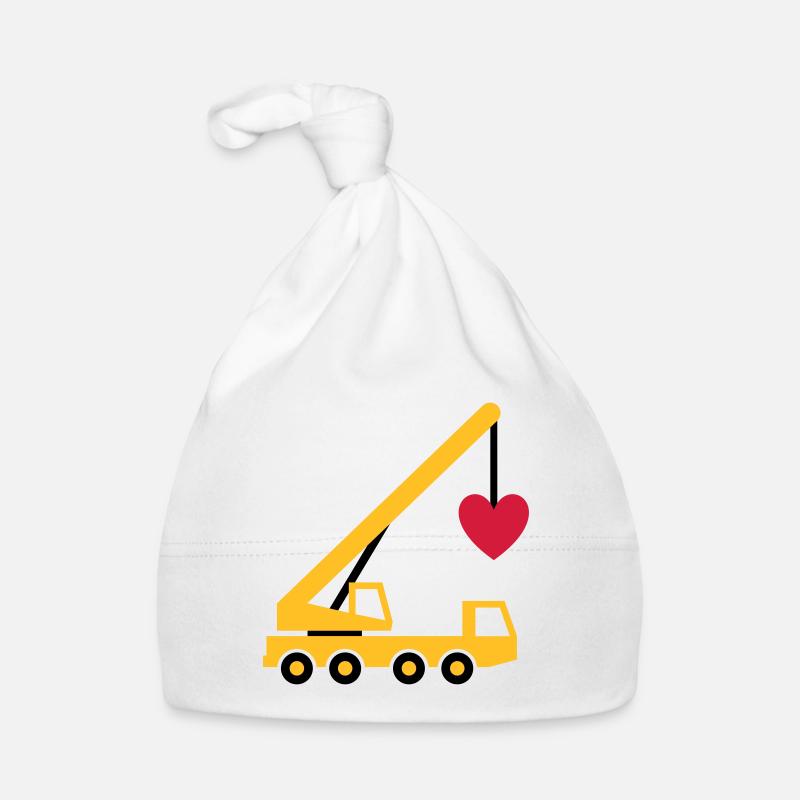 ★ Design colors can be changed ★ Mobile crane with a heart Organic Baby Cap