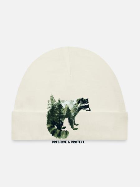 Protéger la forêt de ratons laveurs Nature - Bonnet bio Bébé - blanc - Devant