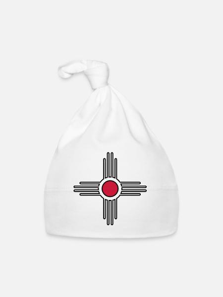Zia Sonne, Mexiko, Indianer Symbol - Baby Bio-Mütze - Weiß - Vorne