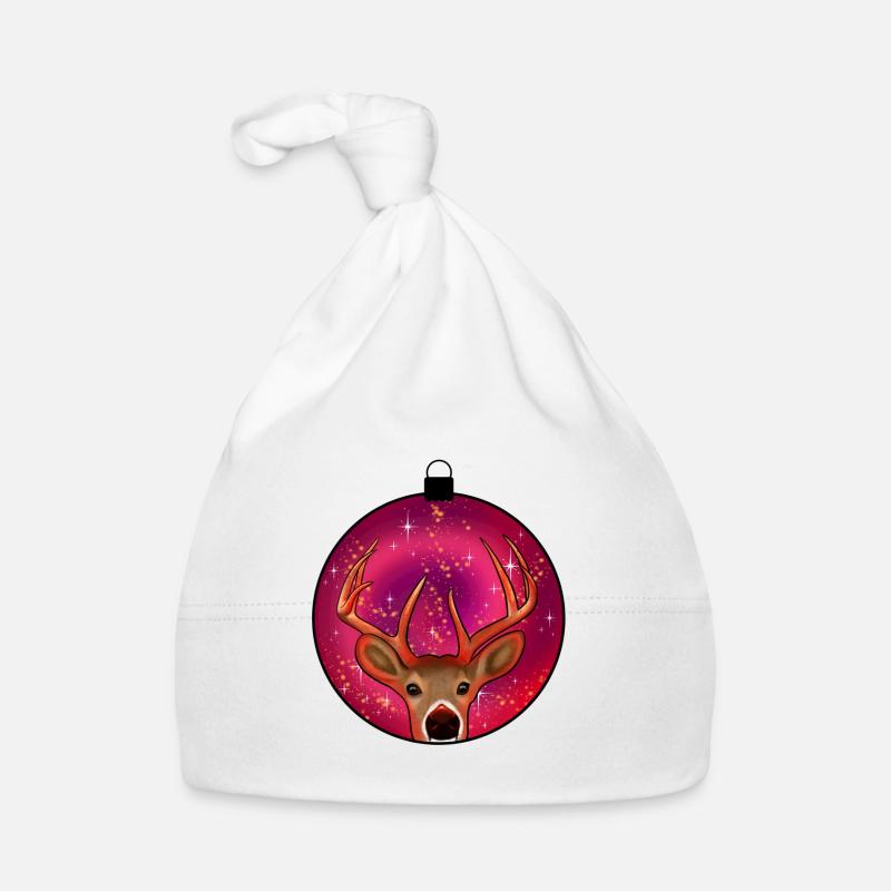 Noël de renne - Bonnet bio Bébé - blanc