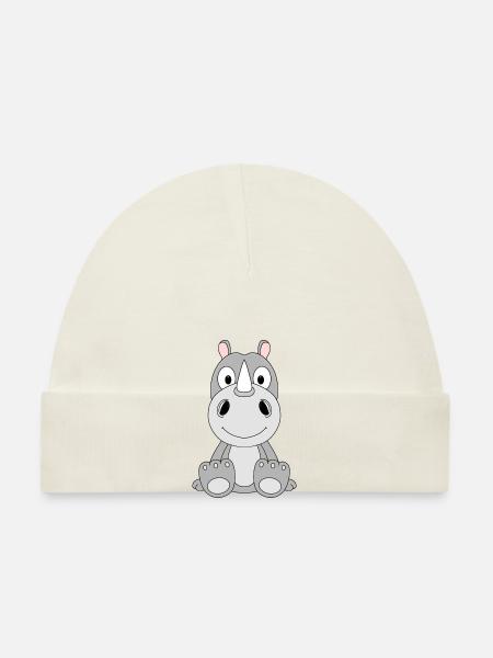NASHORN - TIER - KIND - BABY - Baby Bio-Mütze - Weiß - Vorne