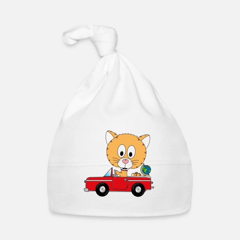 KATZE - AUTO - REISE - URLAUB - FERIEN - TIER Baby Bio-Mütze
