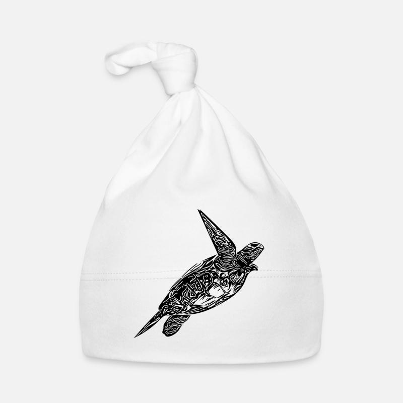 Vintage turtle emerging - Organic Baby Cap - white