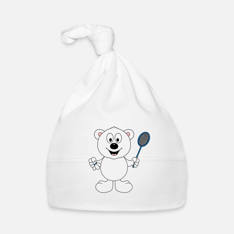 FEDERBALL - BADMINTON - BÄR - EISBÄR - SPORT Baby Bio-Mütze