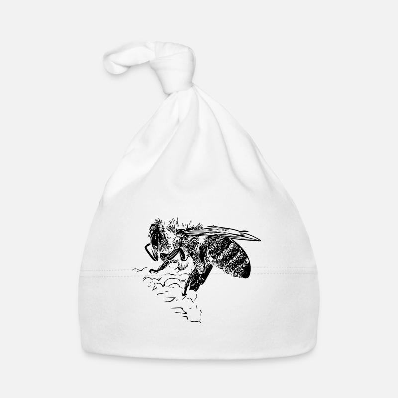 Petite abeille mignonne sur une fleur de fleur Bonnet bio Bébé