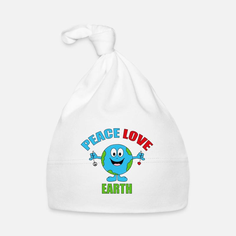 WELT - ERDE - PLANET - PEACE - LOVE - EARTH Baby Bio-Mütze
