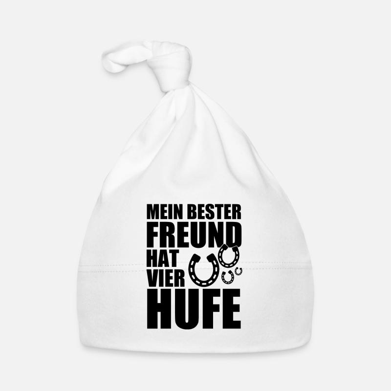 MEIN BESTER FREUND HAT VIER HUFE - PFERD - PONY - Baby Bio-Mütze - Weiß
