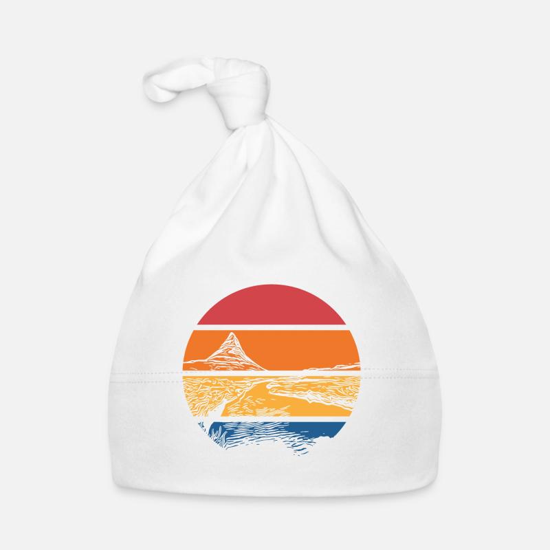 Rivière au coucher du soleil avec montagne Bonnet bio Bébé