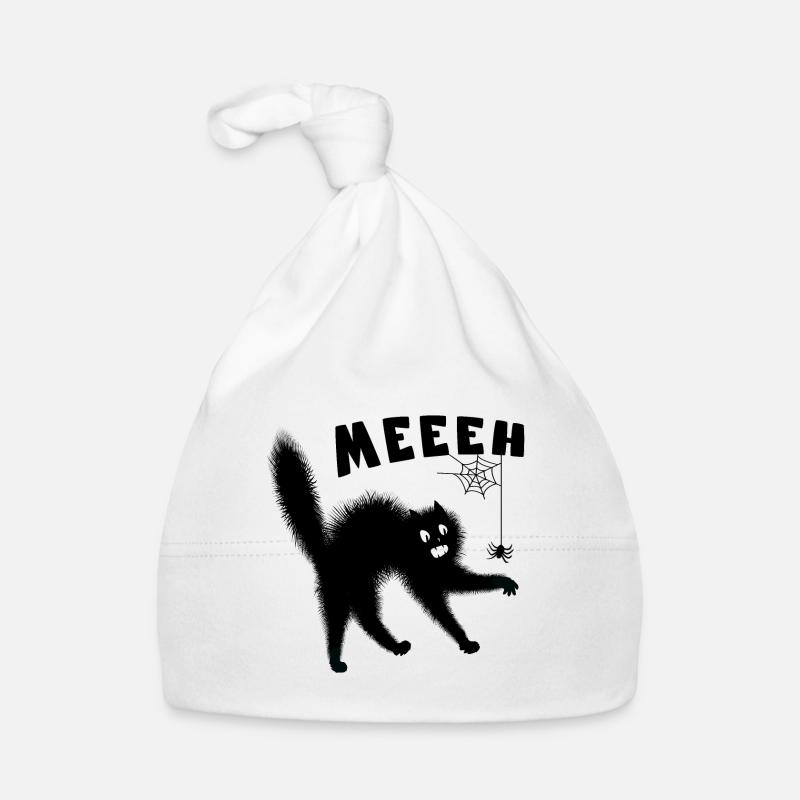 Meeh - Chat effrayé par une araignée - Humour Bonnet bio Bébé