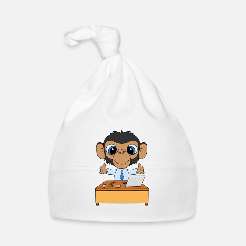 SCHIMPANSE - ARBEIT - AFFE - CHEF - MITARBEITER Baby Bio-Mütze
