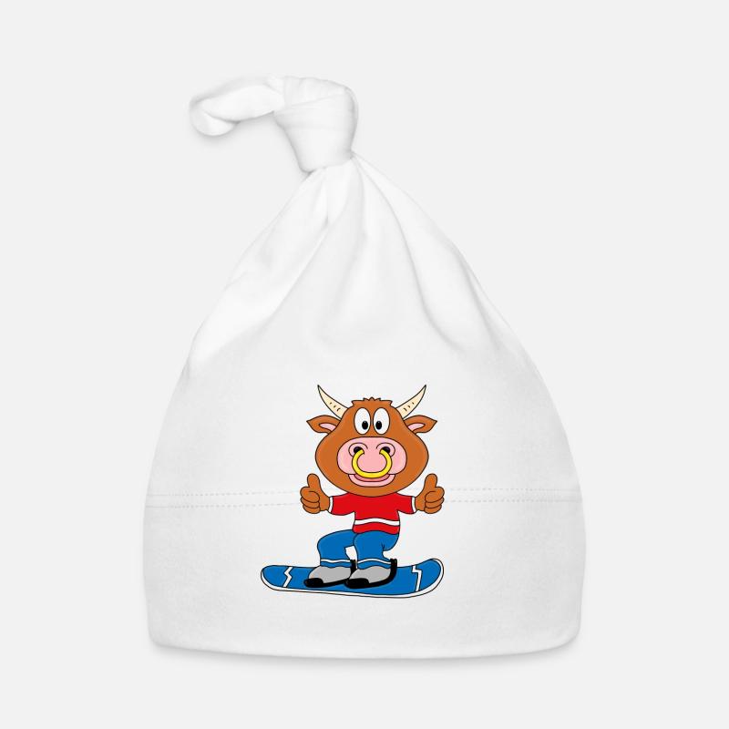 STIER - BULLE - RIND - SNOWBOARD - WINTERSPORT Baby Bio-Mütze