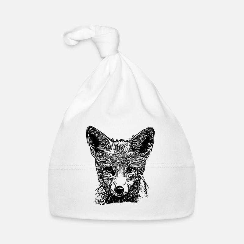 Cute Young Fox Drawing Organic Baby Cap