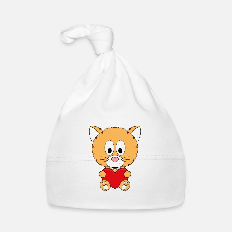 LIEBE - HERZ - KATZE - KATER - TIER - TIERISCH Baby Bio-Mütze