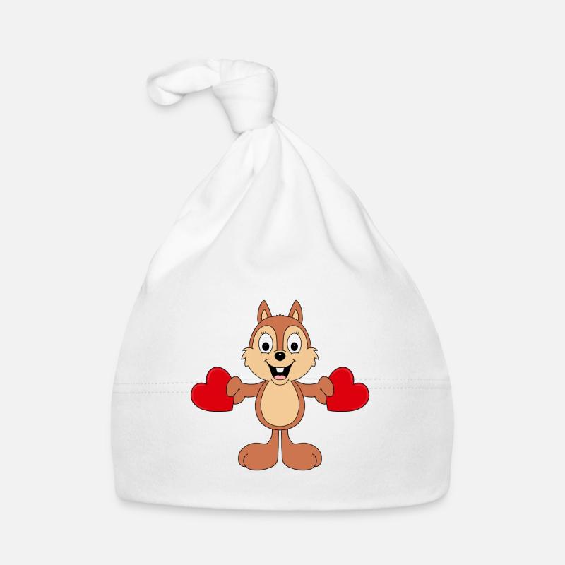 HERZEN - LIEBE - LOVE - EICHHÖRNCHEN - TIER Baby Bio-Mütze
