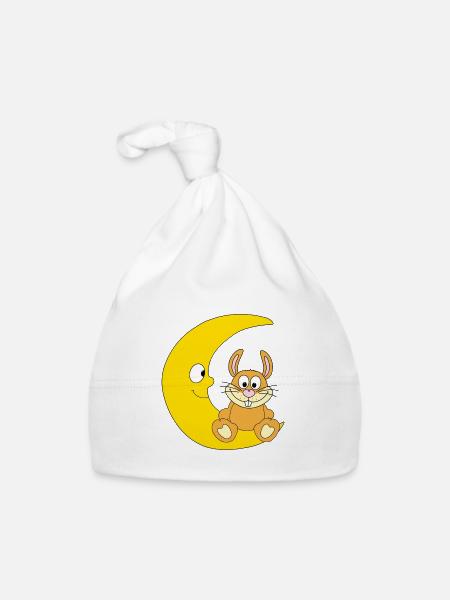 HASE - MOND - TIER - KIND - BABY - Baby Bio-Mütze - Weiß - Vorne