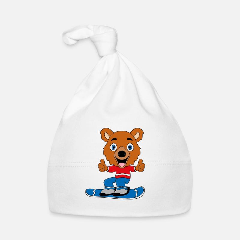 TEDDY - BÄR - TEDDYBÄR - SNOWBOARD - TIER Baby Bio-Mütze