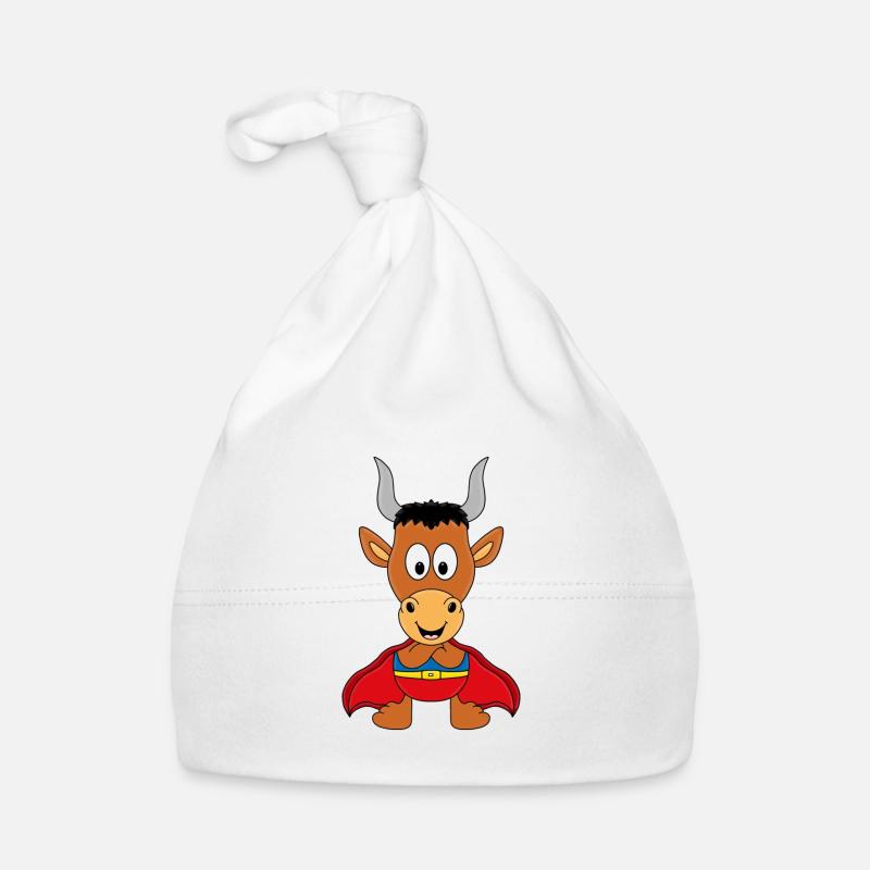 SUPERHELD - STIER - BULLE - TIER - TIERISCH Baby Bio-Mütze